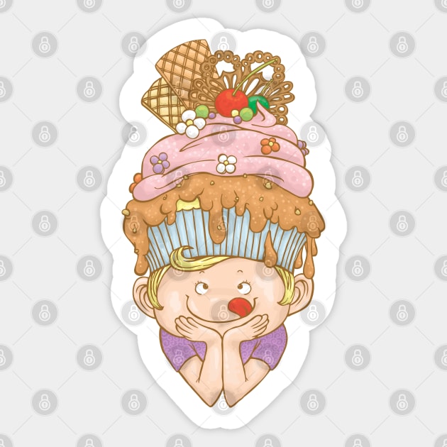 Cupcake on Top of My Head Sticker by Khotekmei